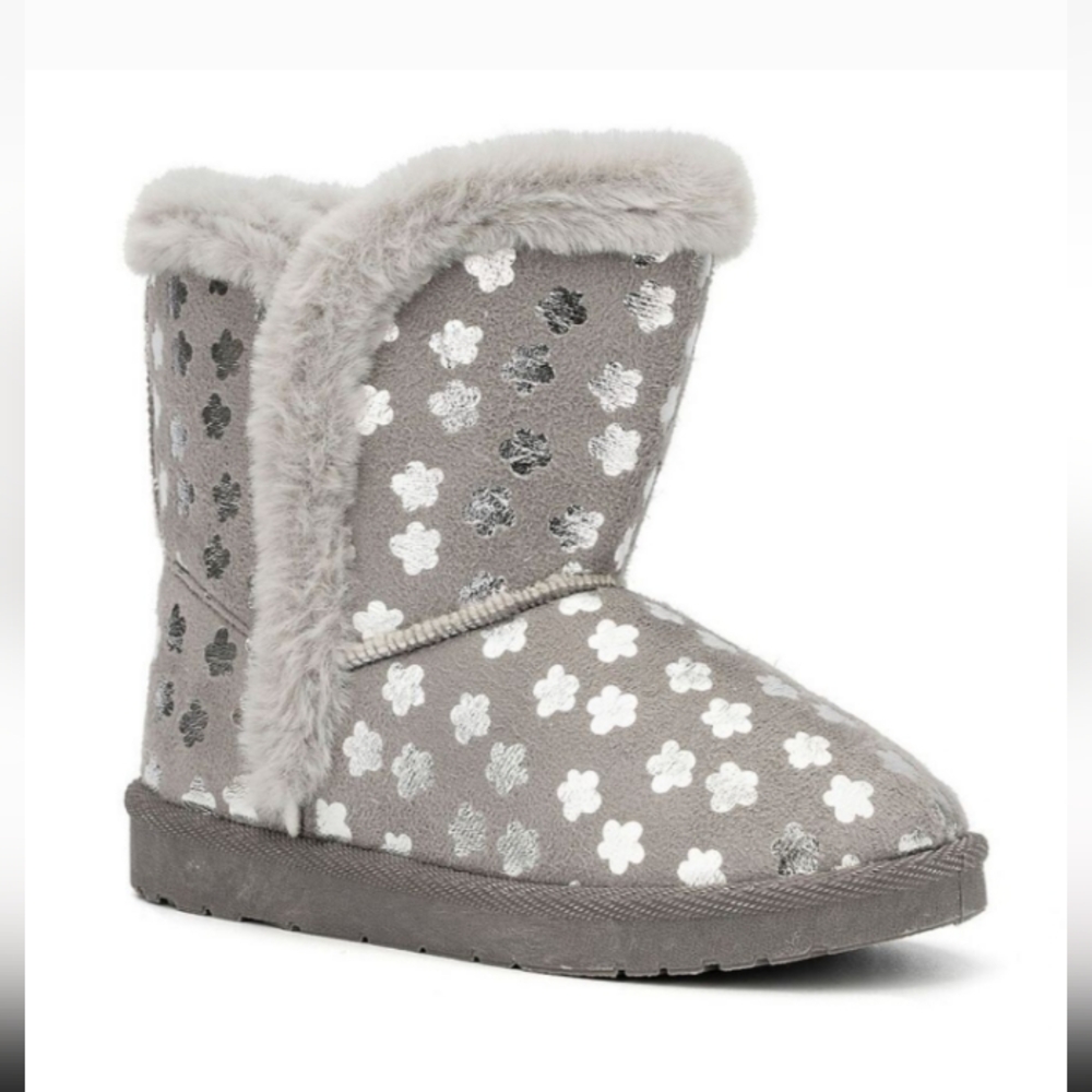 Olivia Miller  Girls Star Slippers Winter Gray Boots
